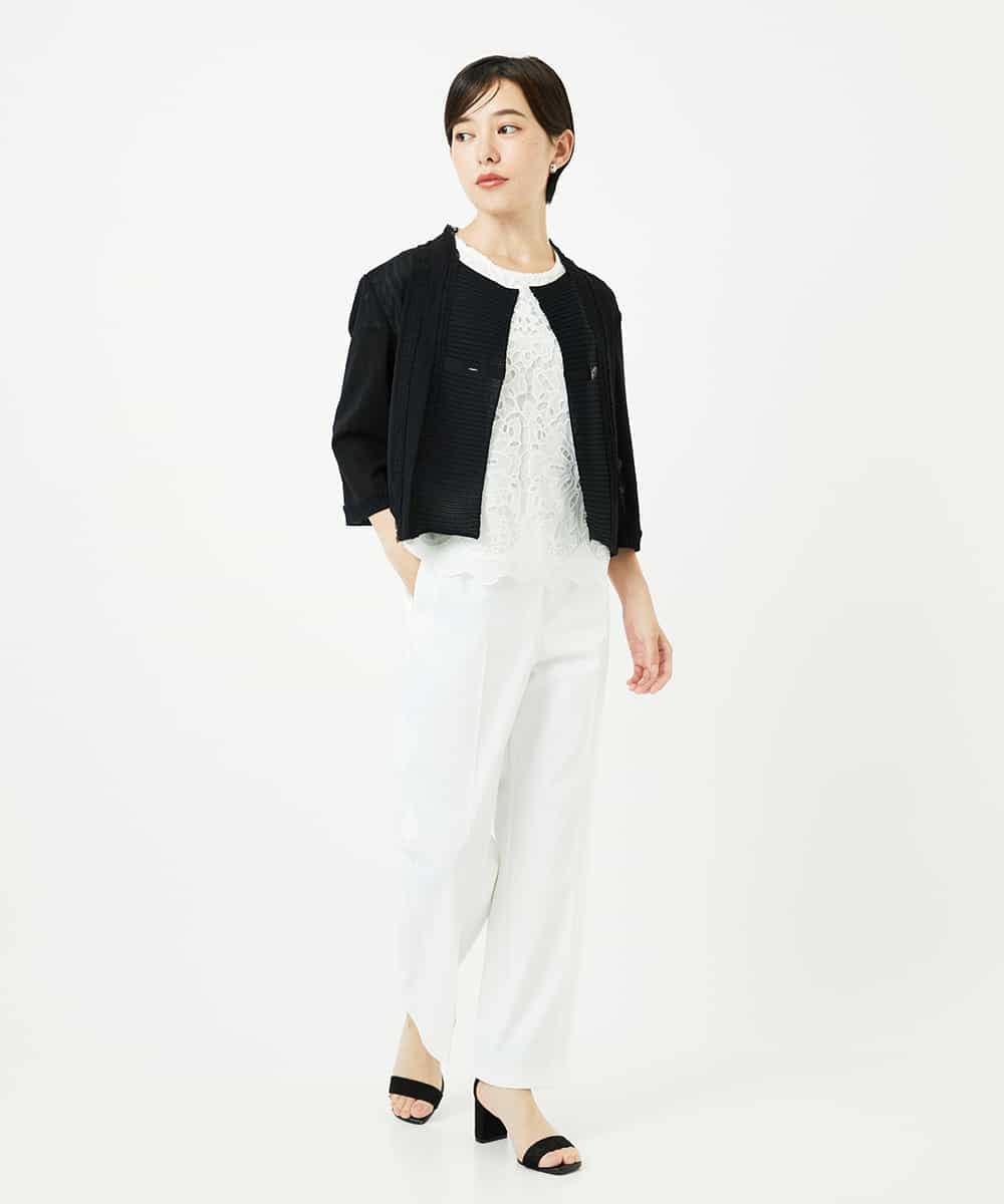 R6FHA71290 HIROKO BIS(小さいサイズ)(メゾン ドゥ サンク) 【小さいサイズ】チュールフリルニットカーディガン ブラック