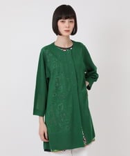 R6FHV10290 HIROKO BIS(小さいサイズ)(メゾン ドゥ サンク) 【小さいサイズ】ネックステッチデザインカーディガン グリーン