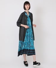 R6FHV10290 HIROKO BIS(小さいサイズ)(メゾン ドゥ サンク) 【小さいサイズ】ネックステッチデザインカーディガン グリーン