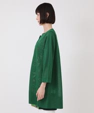 R6FHV10290 HIROKO BIS(小さいサイズ)(メゾン ドゥ サンク) 【小さいサイズ】ネックステッチデザインカーディガン グリーン