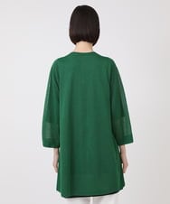 R6FHV10290 HIROKO BIS(小さいサイズ)(メゾン ドゥ サンク) 【小さいサイズ】ネックステッチデザインカーディガン グリーン