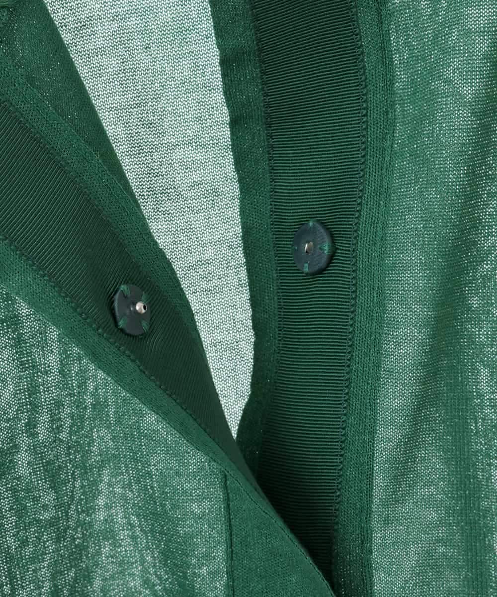 R6FHV10290 HIROKO BIS(小さいサイズ)(メゾン ドゥ サンク) 【小さいサイズ】ネックステッチデザインカーディガン グリーン
