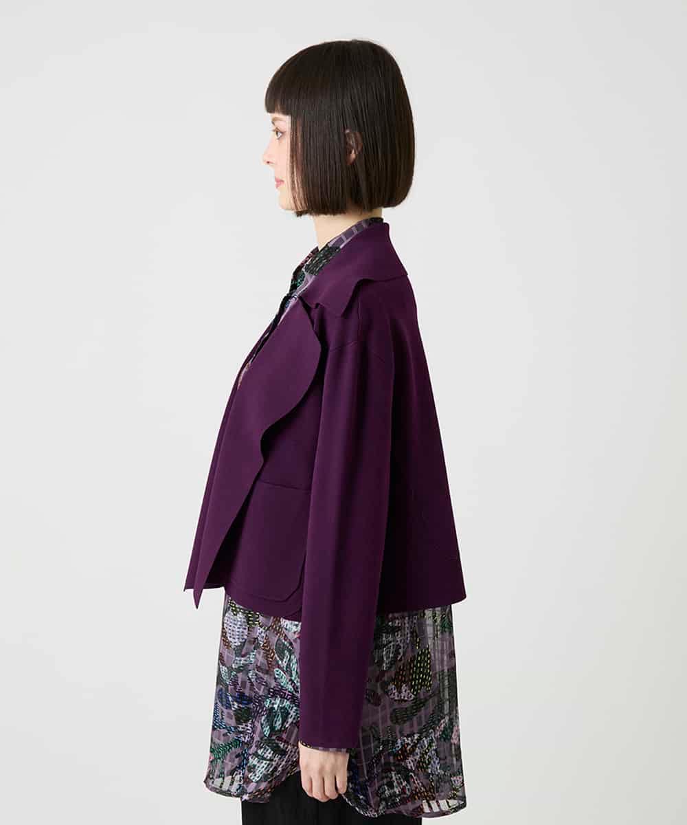 R6FLE10330 HIROKO BIS(小さいサイズ)(メゾン ドゥ サンク) 【小さいサイズ】ミラノリブショート丈ニットジャケット パープル