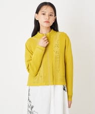 R6FLS10290 HIROKO BIS(小さいサイズ)(メゾン ドゥ サンク) 【小さいサイズ/洗える】アイレットニットカーディガン イエロー