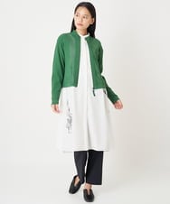 R6FLS10290 HIROKO BIS(小さいサイズ)(メゾン ドゥ サンク) 【小さいサイズ/洗える】アイレットニットカーディガン イエロー