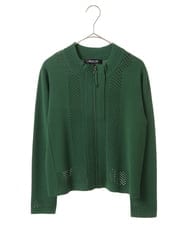 R6FLS10290 HIROKO BIS(小さいサイズ)(メゾン ドゥ サンク) 【小さいサイズ/洗える】アイレットニットカーディガン イエロー