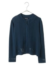 R6FLS10290 HIROKO BIS(小さいサイズ)(メゾン ドゥ サンク) 【小さいサイズ/洗える】アイレットニットカーディガン イエロー
