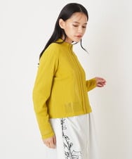 R6FLS10290 HIROKO BIS(小さいサイズ)(メゾン ドゥ サンク) 【小さいサイズ/洗える】アイレットニットカーディガン イエロー
