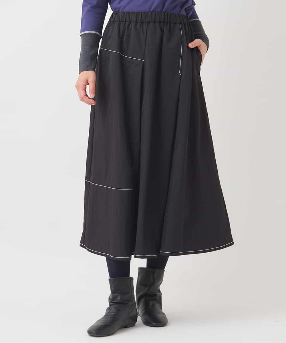 R6HAD28260 HIROKO BIS(小さいサイズ)(メゾン ドゥ サンク) 【小さいサイズ】ステッチデザインフレアスカート /洗える ブラック
