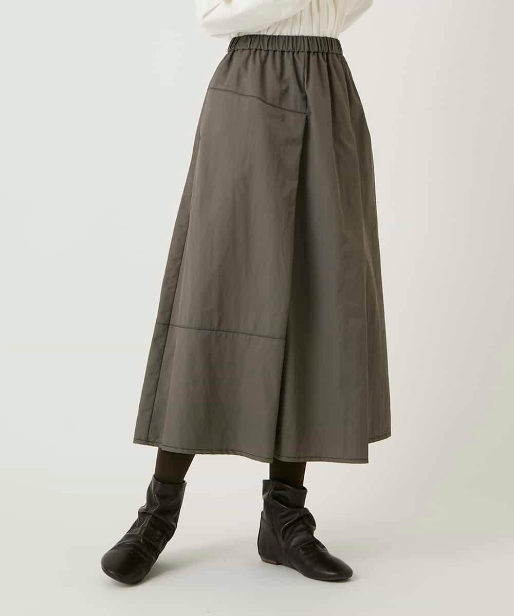 R6HAD28260 HIROKO BIS(小さいサイズ)(メゾン ドゥ サンク) 【小さいサイズ】ステッチデザインフレアスカート /洗える ブラック