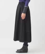 R6HAD28260 HIROKO BIS(小さいサイズ)(メゾン ドゥ サンク) 【小さいサイズ】ステッチデザインフレアスカート /洗える ブラック