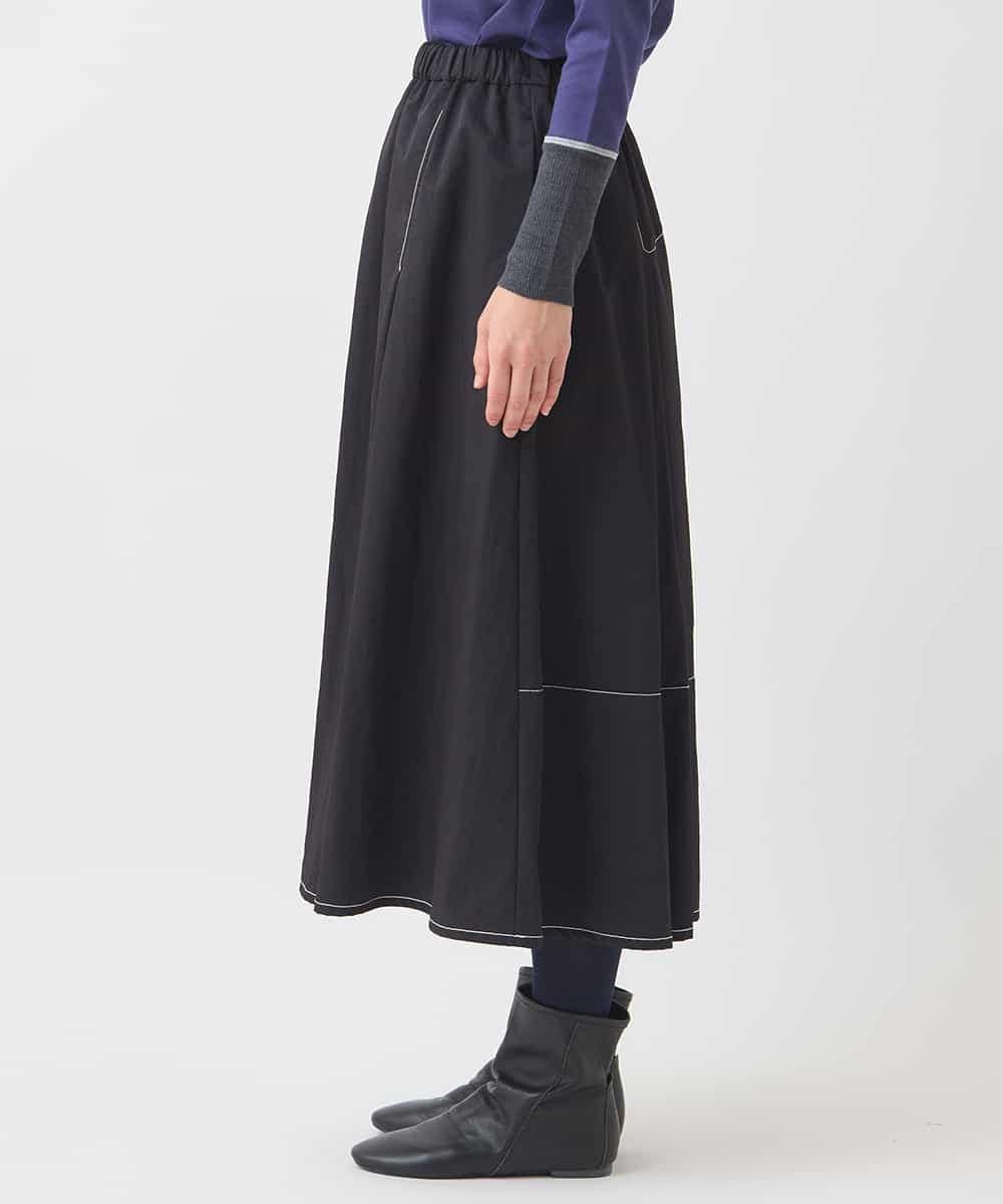R6HAD28260 HIROKO BIS(小さいサイズ)(メゾン ドゥ サンク) 【小さいサイズ】ステッチデザインフレアスカート /洗える ブラック