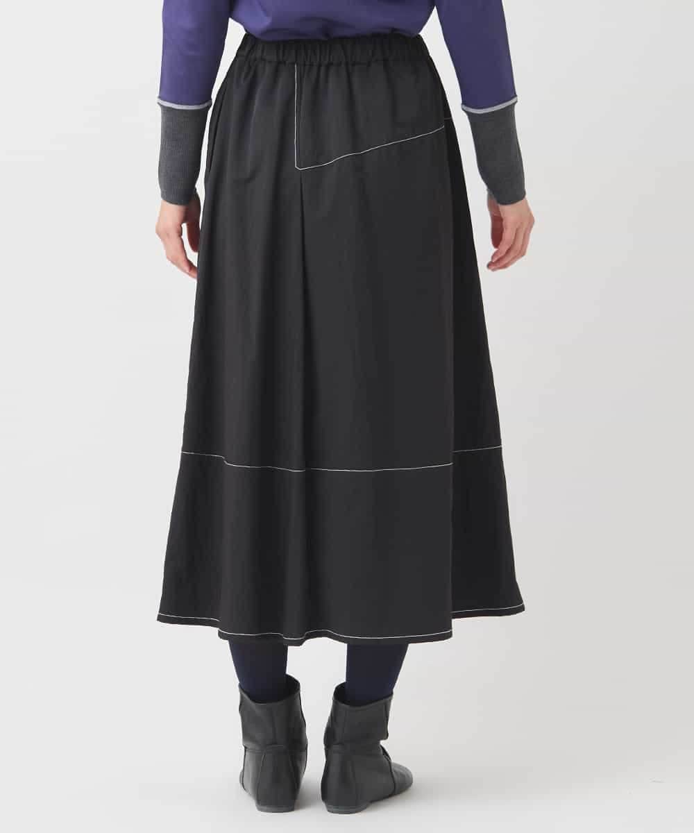R6HAD28260 HIROKO BIS(小さいサイズ)(メゾン ドゥ サンク) 【小さいサイズ】ステッチデザインフレアスカート /洗える ブラック
