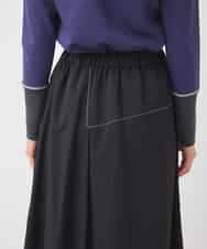 R6HAD28260 HIROKO BIS(小さいサイズ)(メゾン ドゥ サンク) 【小さいサイズ】ステッチデザインフレアスカート /洗える ブラック