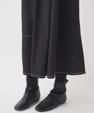 R6HAD28260 HIROKO BIS(小さいサイズ)(メゾン ドゥ サンク) 【小さいサイズ】ステッチデザインフレアスカート /洗える ブラック