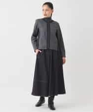 R6HAD28260 HIROKO BIS(小さいサイズ)(メゾン ドゥ サンク) 【小さいサイズ】ステッチデザインフレアスカート /洗える ブラック