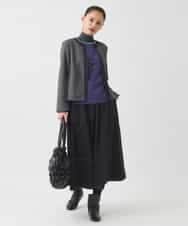 R6HAD28260 HIROKO BIS(小さいサイズ)(メゾン ドゥ サンク) 【小さいサイズ】ステッチデザインフレアスカート /洗える ブラック