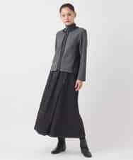 R6HAD28260 HIROKO BIS(小さいサイズ)(メゾン ドゥ サンク) 【小さいサイズ】ステッチデザインフレアスカート /洗える ブラック