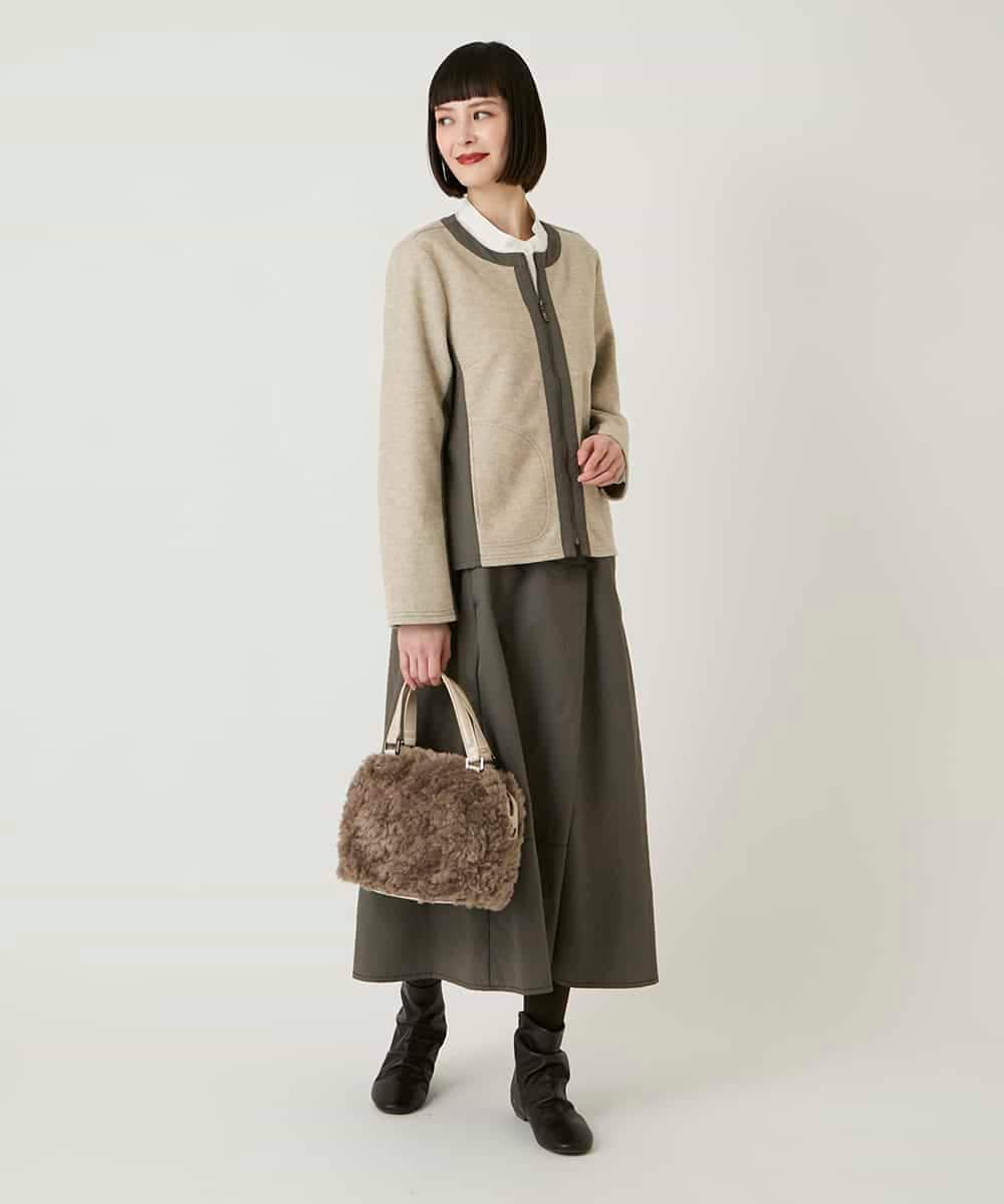 R6HAD28260 HIROKO BIS(小さいサイズ)(メゾン ドゥ サンク) 【小さいサイズ】ステッチデザインフレアスカート /洗える ブラック