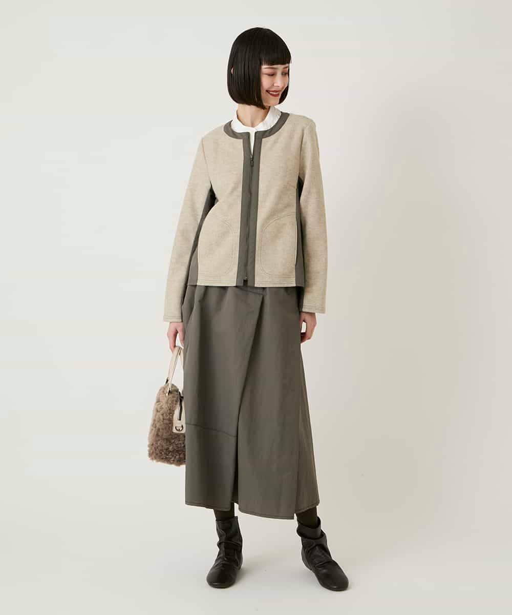 R6HAD28260 HIROKO BIS(小さいサイズ)(メゾン ドゥ サンク) 【小さいサイズ】ステッチデザインフレアスカート /洗える ブラック