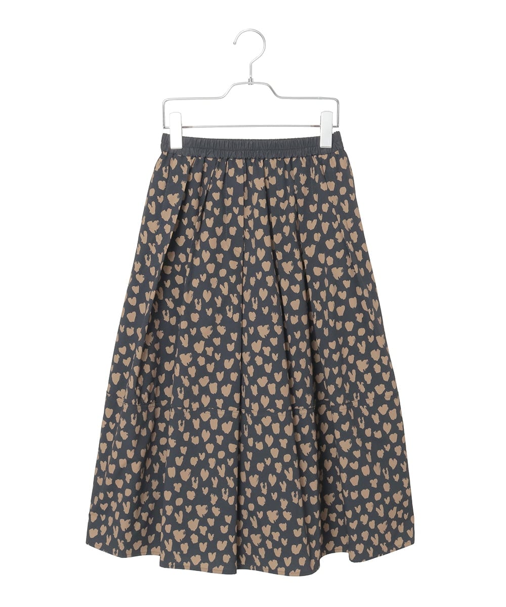 R6HAD31290 HIROKO BIS(小さいサイズ)(メゾン ドゥ サンク) 【小さいサイズ】ハート柄ドットプリントフレアスカート ブラウン