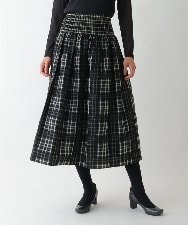 R6HAE52330 HIROKO BIS(小さいサイズ)(メゾン ドゥ サンク) 【小さいサイズ】チェックジャカードシャーリングスカート ブラック