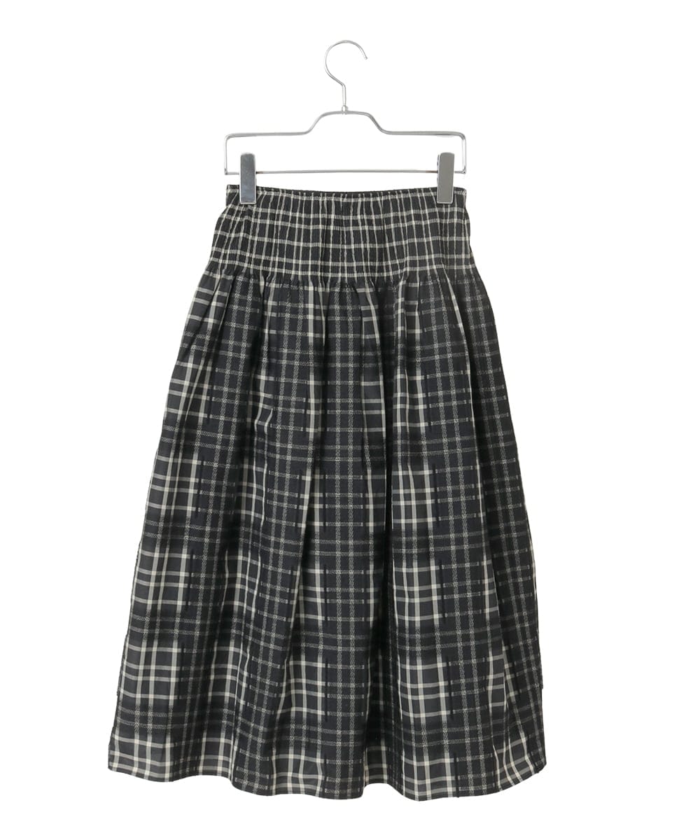 R6HAE52330 HIROKO BIS(小さいサイズ)(メゾン ドゥ サンク) 【小さいサイズ】チェックジャカードシャーリングスカート ブラック