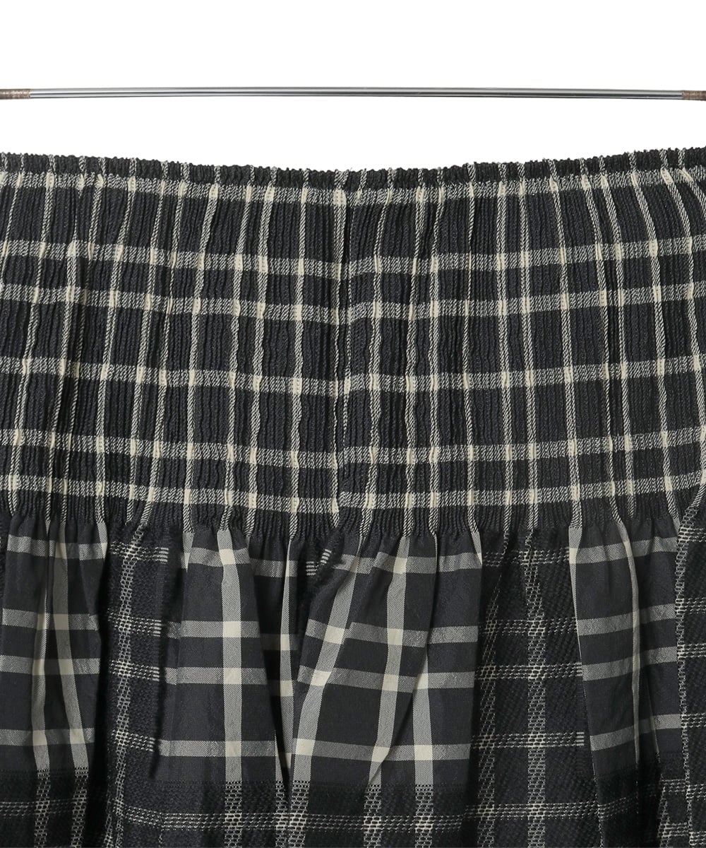R6HAE52330 HIROKO BIS(小さいサイズ)(メゾン ドゥ サンク) 【小さいサイズ】チェックジャカードシャーリングスカート ブラック