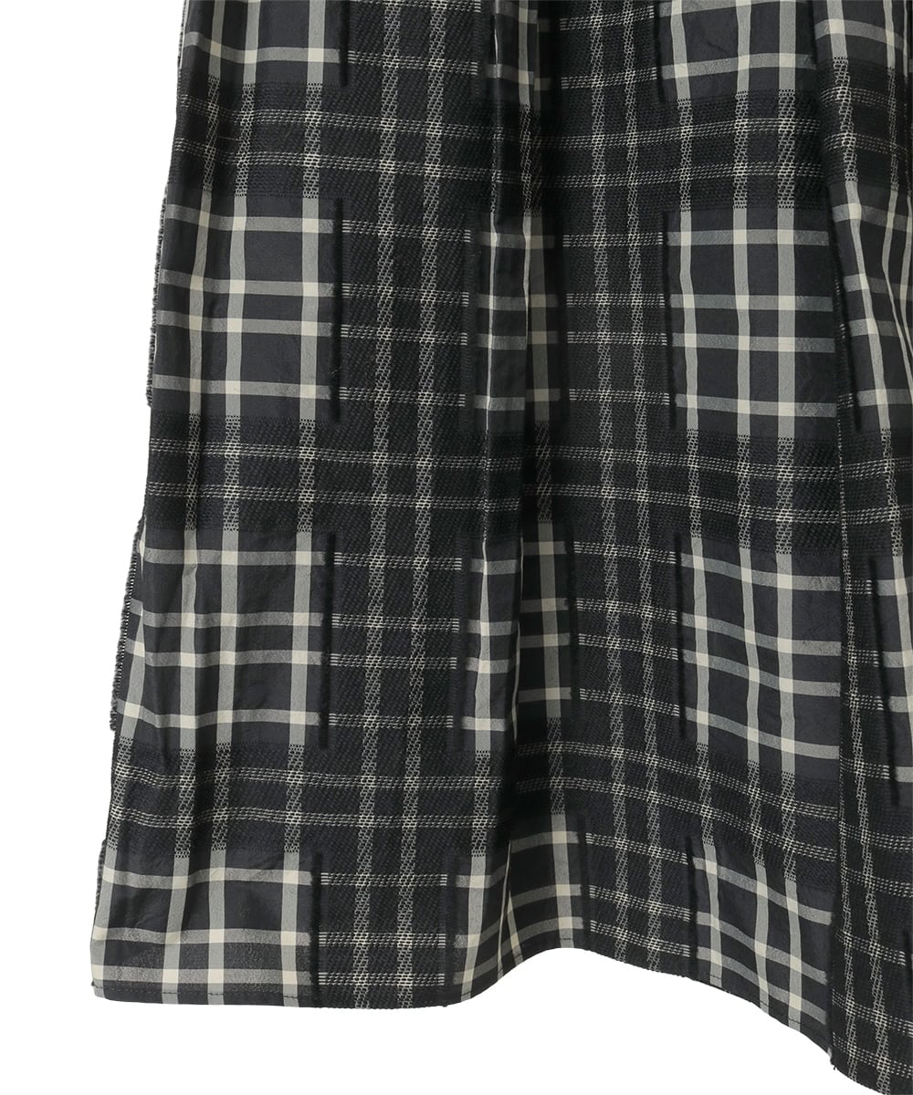 R6HAE52330 HIROKO BIS(小さいサイズ)(メゾン ドゥ サンク) 【小さいサイズ】チェックジャカードシャーリングスカート ブラック
