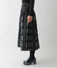 R6HAE52330 HIROKO BIS(小さいサイズ)(メゾン ドゥ サンク) 【小さいサイズ】チェックジャカードシャーリングスカート ブラック