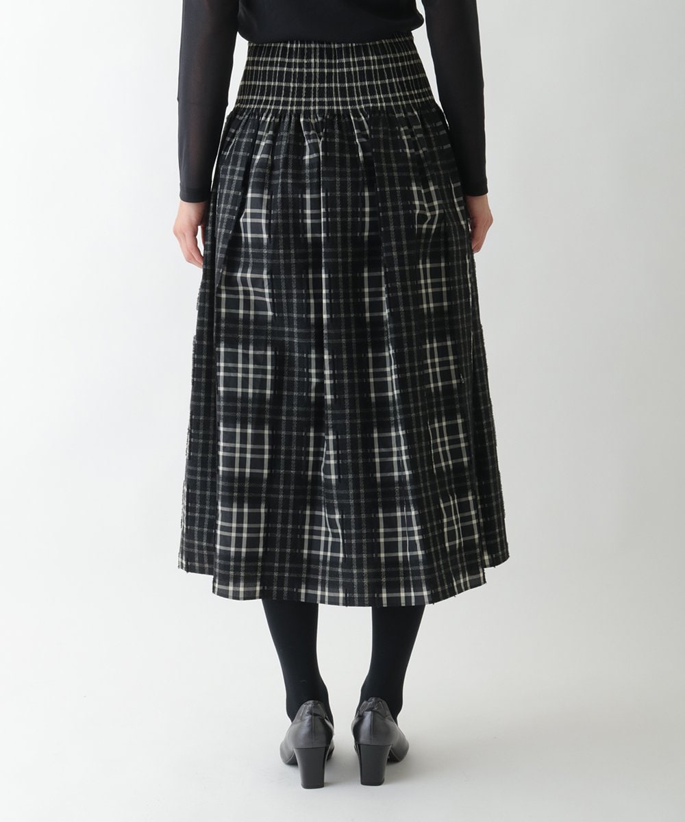 R6HAE52330 HIROKO BIS(小さいサイズ)(メゾン ドゥ サンク) 【小さいサイズ】チェックジャカードシャーリングスカート ブラック