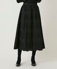 R6HAF50390 HIROKO BIS(小さいサイズ)(メゾン ドゥ サンク) 【小さいサイズ/洗える】モチーフレースデザインスカート ブラック