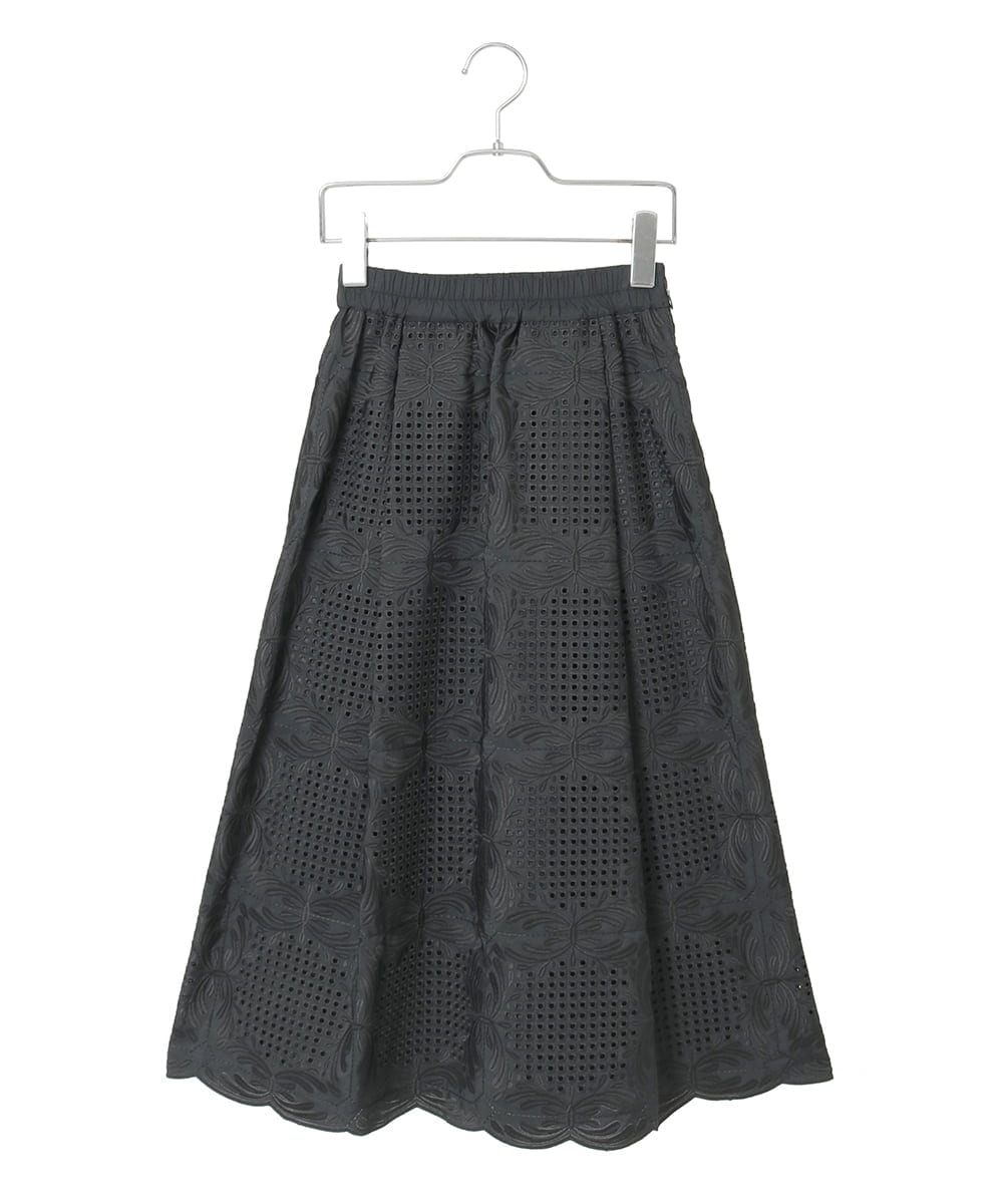 R6HAF50390 HIROKO BIS(小さいサイズ)(メゾン ドゥ サンク) 【小さいサイズ/洗える】モチーフレースデザインスカート ブラック