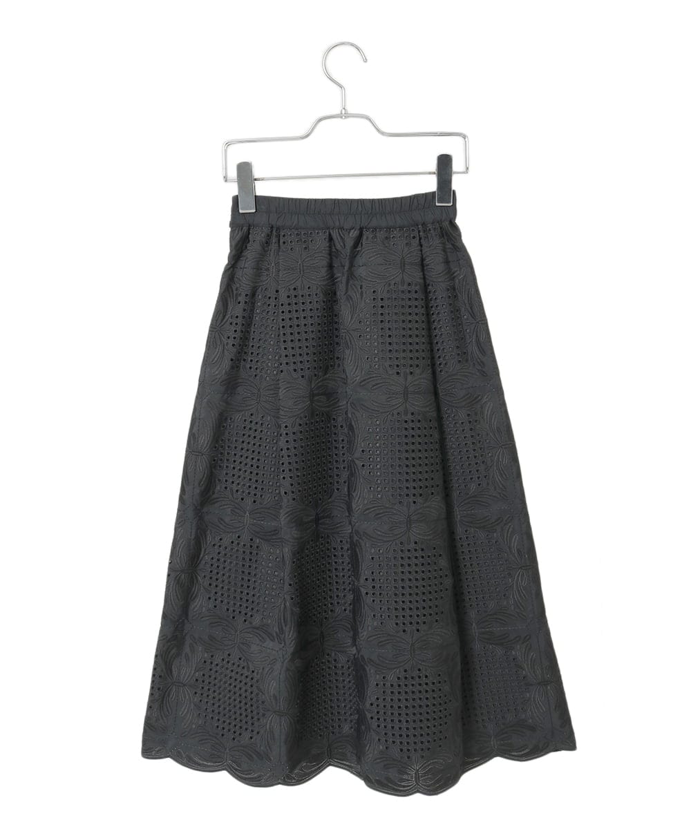 R6HAF50390 HIROKO BIS(小さいサイズ)(メゾン ドゥ サンク) 【小さいサイズ/洗える】モチーフレースデザインスカート ブラック