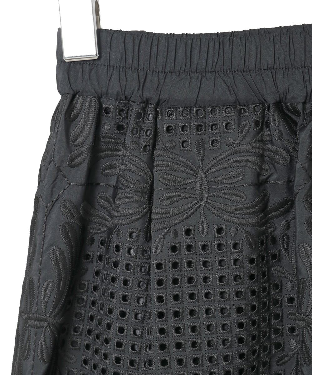 R6HAF50390 HIROKO BIS(小さいサイズ)(メゾン ドゥ サンク) 【小さいサイズ/洗える】モチーフレースデザインスカート ブラック