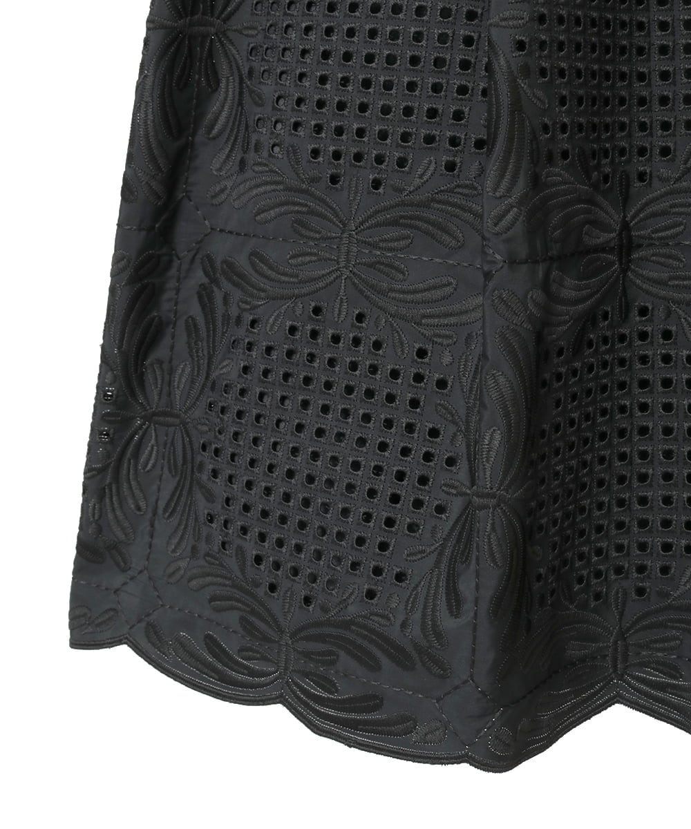 R6HAF50390 HIROKO BIS(小さいサイズ)(メゾン ドゥ サンク) 【小さいサイズ/洗える】モチーフレースデザインスカート ブラック