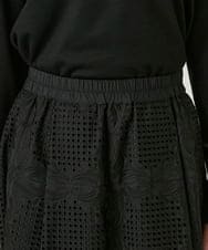 R6HAF50390 HIROKO BIS(小さいサイズ)(メゾン ドゥ サンク) 【小さいサイズ/洗える】モチーフレースデザインスカート ブラック