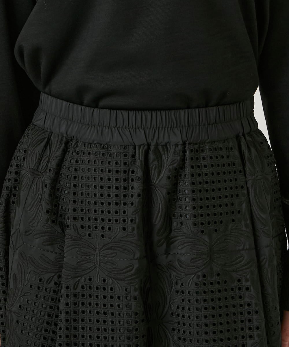 R6HAF50390 HIROKO BIS(小さいサイズ)(メゾン ドゥ サンク) 【小さいサイズ/洗える】モチーフレースデザインスカート ブラック