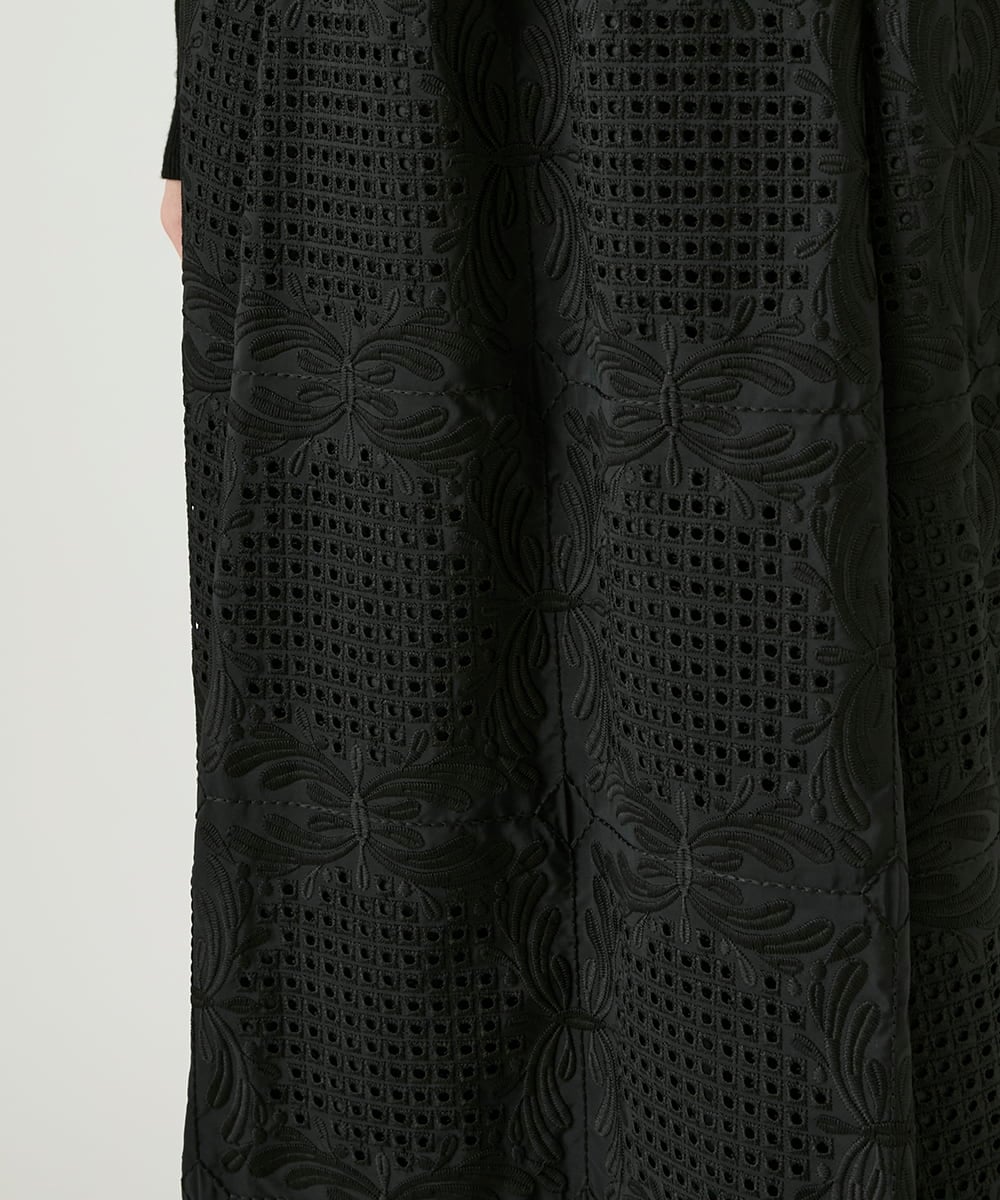 R6HAF50390 HIROKO BIS(小さいサイズ)(メゾン ドゥ サンク) 【小さいサイズ/洗える】モチーフレースデザインスカート ブラック