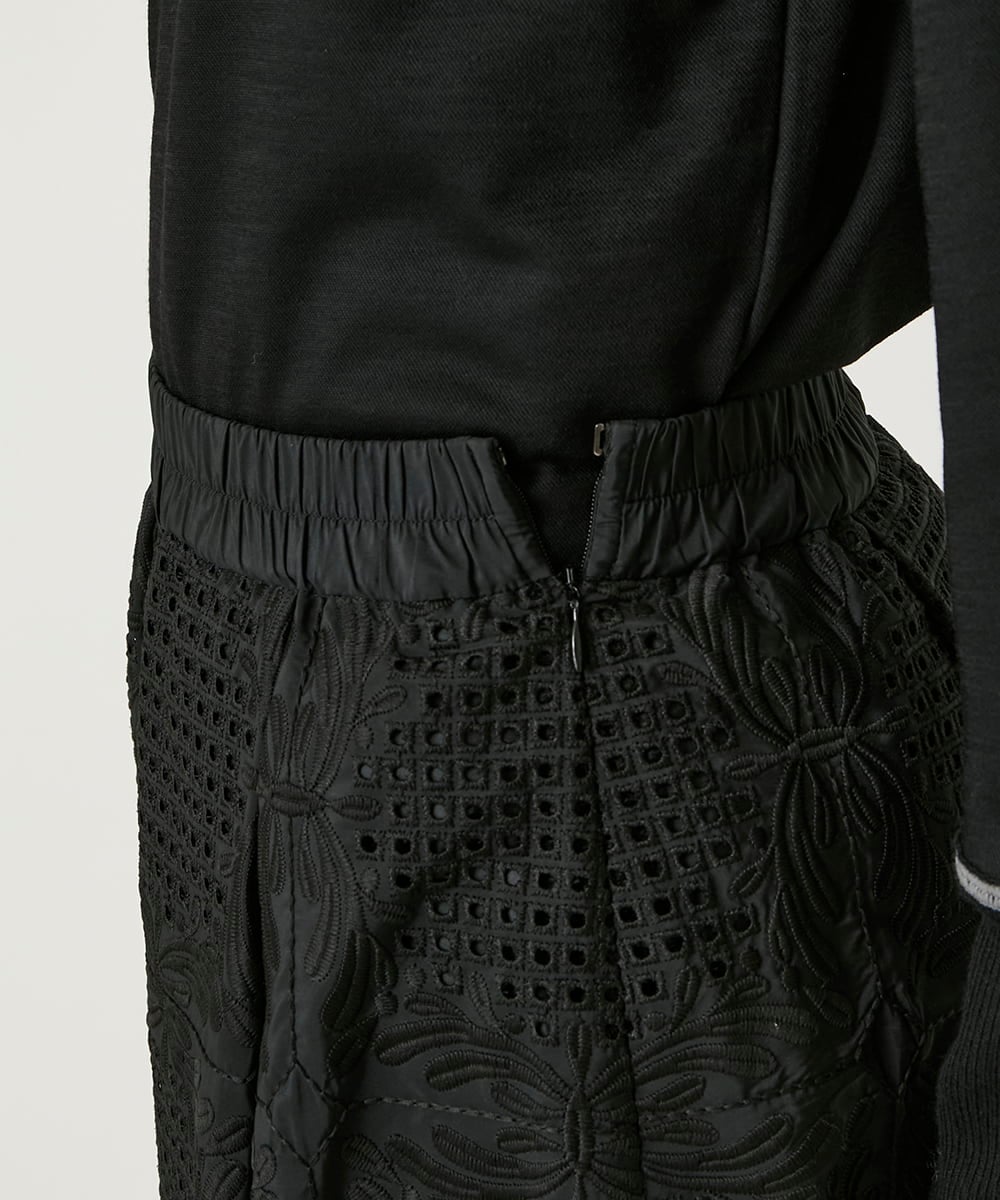 R6HAF50390 HIROKO BIS(小さいサイズ)(メゾン ドゥ サンク) 【小さいサイズ/洗える】モチーフレースデザインスカート ブラック