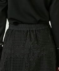 R6HAF50390 HIROKO BIS(小さいサイズ)(メゾン ドゥ サンク) 【小さいサイズ/洗える】モチーフレースデザインスカート ブラック