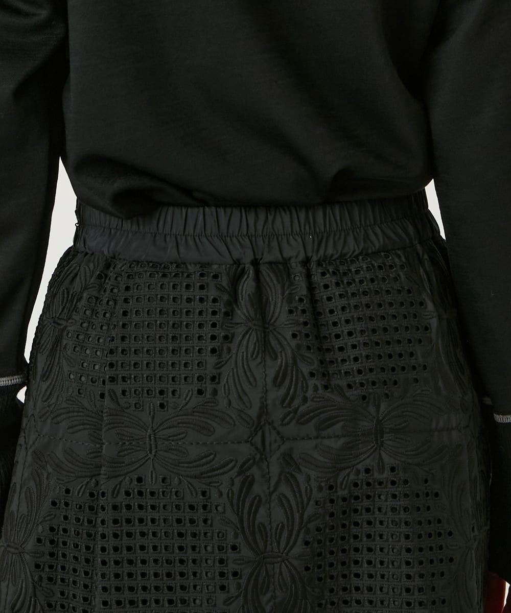 R6HAF50390 HIROKO BIS(小さいサイズ)(メゾン ドゥ サンク) 【小さいサイズ/洗える】モチーフレースデザインスカート ブラック