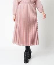 R6HAT21310 HIROKO BIS(小さいサイズ)(メゾン ドゥ サンク) 【小さいサイズ/洗える】三日月プリーツトリコットスカート ピンク