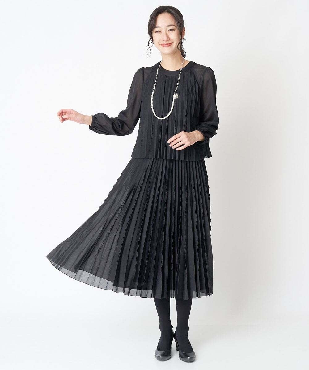 R6HAT21310 HIROKO BIS(小さいサイズ)(メゾン ドゥ サンク) 【小さいサイズ/洗える】三日月プリーツトリコットスカート ピンク