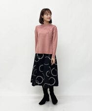 R6HAU26330 HIROKO BIS(小さいサイズ)(メゾン ドゥ サンク) 【小さいサイズ/洗える】サークル刺繍フレアスカート ブラック
