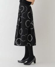 R6HAU26330 HIROKO BIS(小さいサイズ)(メゾン ドゥ サンク) 【小さいサイズ/洗える】サークル刺繍フレアスカート ブラック