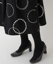 R6HAU26330 HIROKO BIS(小さいサイズ)(メゾン ドゥ サンク) 【小さいサイズ/洗える】サークル刺繍フレアスカート ブラック