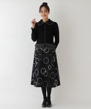 R6HAU26330 HIROKO BIS(小さいサイズ)(メゾン ドゥ サンク) 【小さいサイズ/洗える】サークル刺繍フレアスカート ブラック