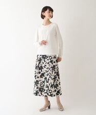 R6HAV45330 HIROKO BIS(小さいサイズ)(メゾン ドゥ サンク) 【小さいサイズ/洗える】フクレジャカードフラワープリントスカート ベージュ系