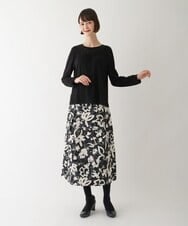R6HAV45330 HIROKO BIS(小さいサイズ)(メゾン ドゥ サンク) 【小さいサイズ/洗える】フクレジャカードフラワープリントスカート ベージュ系